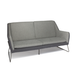Lysegrå Loungesofa LAGUN med mørkegrå detaljer og slanke metalfødder fra hjh OFFICE – 360-graders visning (sideprofil 90°)