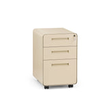 Beige COLOR PLUS I rullecontainer i metal med tre skuffer og fire hjul fra hjh OFFICE – 360-graders visning (forfra 15°)