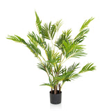 Grøn Kunstige plante ARECA I med palmeagtige blade i en sort potte fra hjh OFFICE – 360-graders visning (forfra 0°)