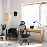 Sort Professionel kontorstol RALOO ECO med netryglæn og nakkestøtte fra hjh OFFICE