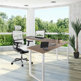 Hjørneskrivebord WORKSPACE BASIC I i valnød og hvid med hvidt understel fra hjh OFFICE