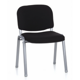 Sort stol med fire ben XT 600 S med sølvfarvet stel fra hjh OFFICE – 360-graders visning (forfra 20°)