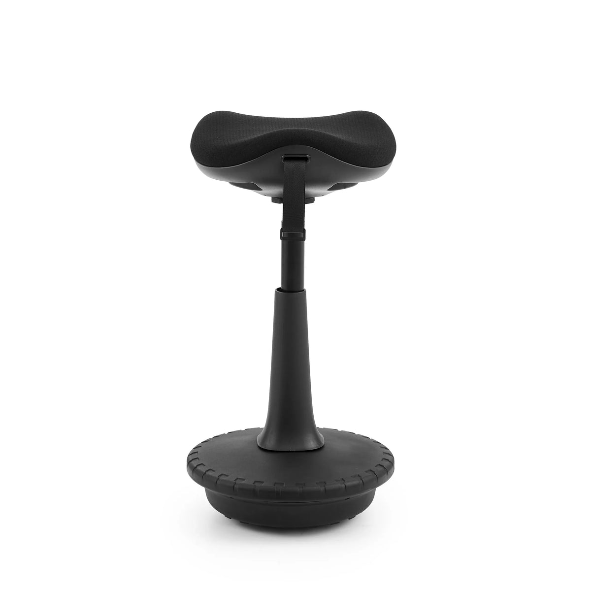 Sort ståstøtte Balance Sit Ergo med ergonomisk formet sæde og rund fod fra hjh OFFICE – 360-graders visning (forfra 0°)