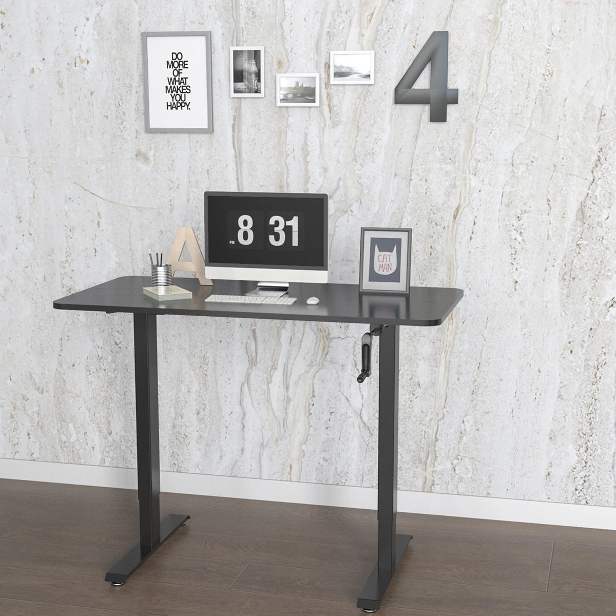 Sort ståskrivebord STAND CR med håndsving på højre side fra hjh OFFICE
