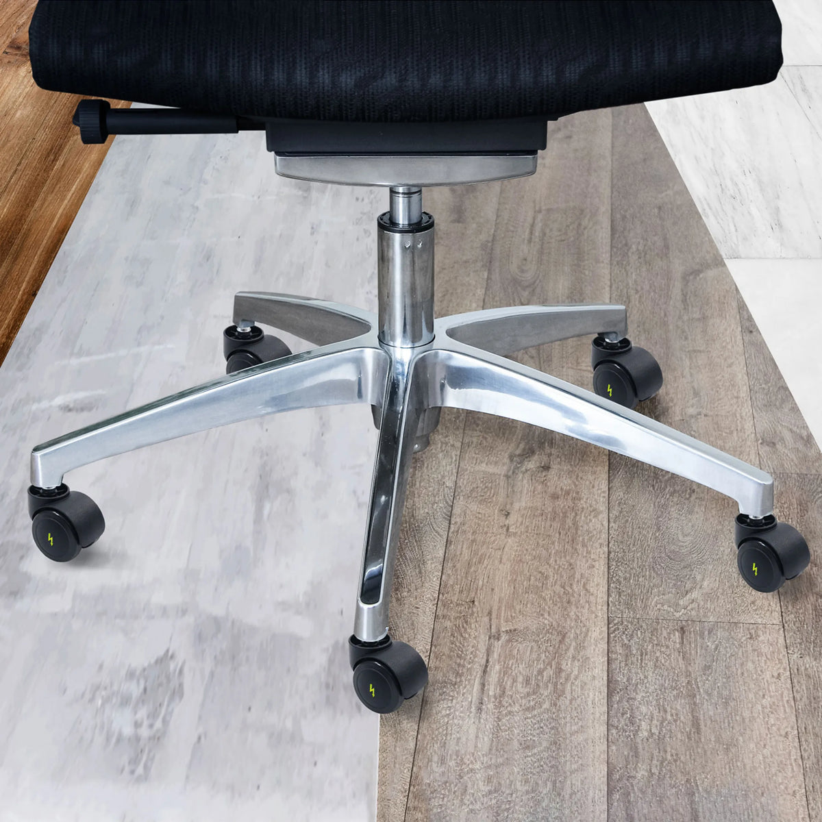 Femstjernet fodkryds med sorte stolehjul 5x ROLO ESD 11mm/50mm til hårde gulve fra hjh OFFICE