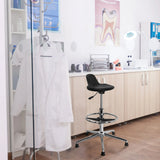 Sort drejeskammel TOP WORK 03 I med fodring og femarmet metalkors fra hjh OFFICE