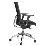 Sort Professionel kontorstol ASTRA BASE N med netryg og blank femstjernet fod med hjul fra hjh OFFICE – 360-graders visning (sideprofil 100°)