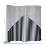 Maßzeichnung der Trennwand Flexmiut Wave mit 210 × 160 cm von hjh OFFICE