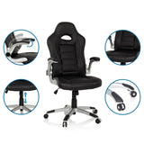 Spillestol GAME SPORT i sort med justerbare armlæn og gaslift fra hjh OFFICE