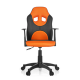 Sort-orange Snurrestol til børn KID GAME AL med netryg og femhjulet fodkryds fra hjh OFFICE – 360-graders visning (forfra 0°)