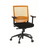 Sort-orange Professionel kontorstol PORTO BASE med netryg og femhjulet fodkryds fra hjh OFFICE – 360-graders visning (forfra 20°)