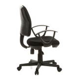 Sort Home Office kontorstol CITY 10 med netryg, armlæn og femstjernet fodkryds med hjul fra hjh OFFICE – 360-graders visning (sideprofil 100°)