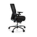 Sort High End kontorstol NOVA PRO ALU med netryg og femhjulet fodkryds fra hjh OFFICE – 360-graders visning (sideprofil 80°)