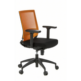 Sort-orange Professionel kontorstol PORTO BASE med netryg og femhjulet fodkryds fra hjh OFFICE – 360-graders visning (skråt forfra 60°)