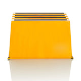 Gelber Tritthocker TIO-E1 mit drei rutschfesten Stufen von hjh OFFICE – 360-Grad-Ansicht (Frontansicht 0°)