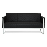 Sort Loungesofa ARUBA STEP med rudestikning og stel i krom fra hjh OFFICE – 360-graders visning (forfra 0°)