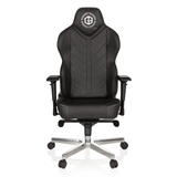 Sort Spillestol GAMEBREAKER COLOSSUS med armlæn og blankt femstjernet fodkryds med hjul fra hjh OFFICE – 360-graders visning (forfra 0°)