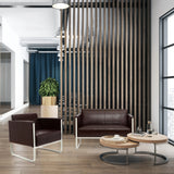 Brun Loungesofa ARUBA som to-personers sofa med hvidt metalstel fra hjh OFFICE