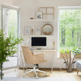 Beige Home Office kontorstol SOLAO LIFE W med hjul og hvidt stel fra hjh LIVING