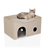 Beige Kattehule PAWY EB med legebolde og liggeflade til én kat fra hjh LIVING