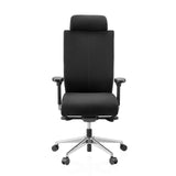 Sort Professionel kontorstol PRO-TEC XXL med stofbetræk, nakkestøtte og femhjulet fodkryds fra hjh OFFICE – 360-graders visning (forfra 0°)