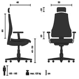 Teknisk tegning af GAME SPORT PRO Spillestol med en maksimal belastning på 120 kg fra MyBuero