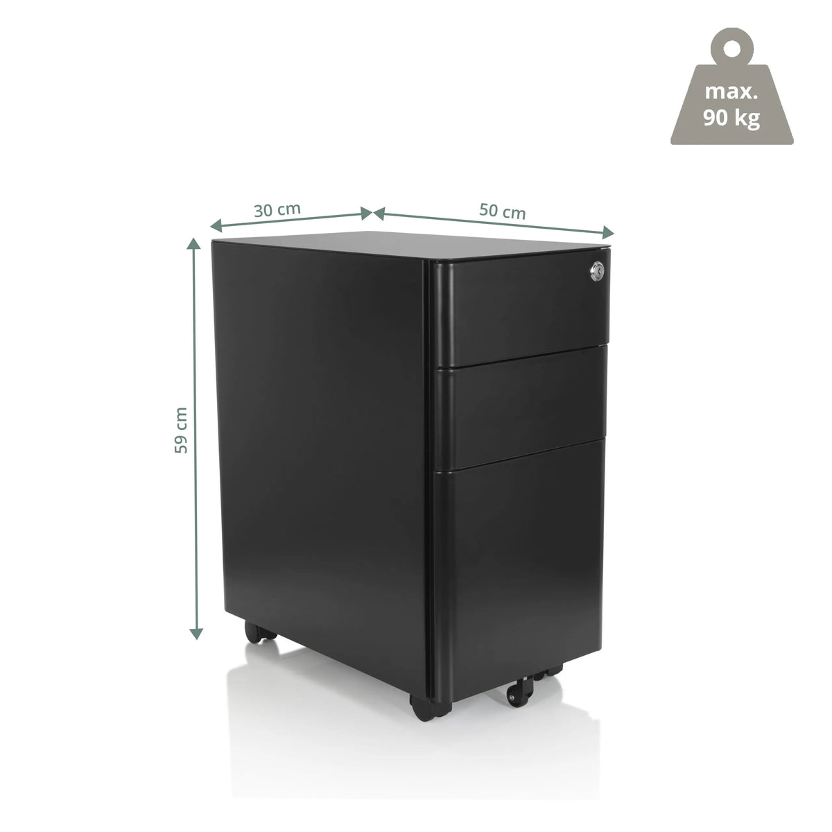 Måltegning af rullecontainer COLOR I med 50 × 30 cm og en bæreevne på 90 kg fra hjh OFFICE