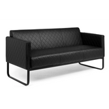 Sort loungesofa ARUBA BLACK med rudestikning og metalstel fra hjh OFFICE – 360-graders visning (bagfra 180°)