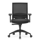 Sort Professionel kontorstol PORTO BASE med netryg og femstjernet fodkryds med hjul fra hjh OFFICE – 360-graders visning (forfra 0°)