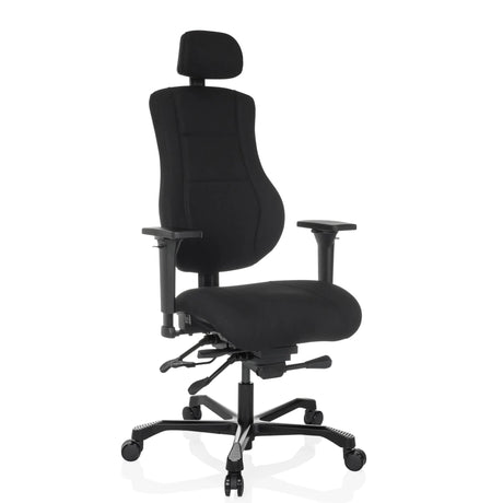 Sort XXL drejestol 24 HOURS BASIC med stofbetræk, nakkestøtte og armlæn fra hjh OFFICE