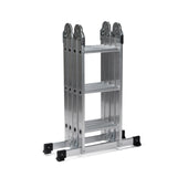 Sølvfarvet Foldestige SOLID W3 i aluminium med tolv trin fra hjh OFFICE – 360-graders visning (forfra 0°)