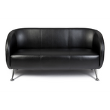 Sort Loungesofa ST. LUCIA som 3-personers sofa med blanke metalfødder fra hjh OFFICE – 360-graders visning (forfra 0°)