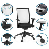 Sort Professionel kontorstol ASPEN med justerbare armlæn og sædehøjde fra hjh OFFICE