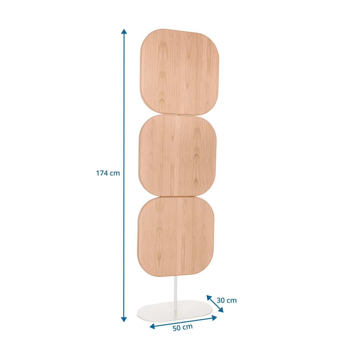 Måltegning af Skillevæg FLEXMIUT W med en højde på 174 cm og en fod på 50 x 30 cm fra hjh OFFICE