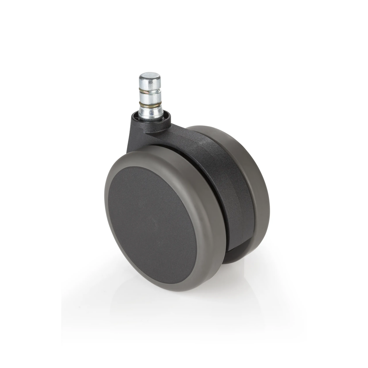 Sort Stolehjul 5x ROLO No-Noise 11mm/75mm til hårde gulve med sølvfarvet metalstift fra hjh OFFICE – 360-graders visning (bagfra 180°)