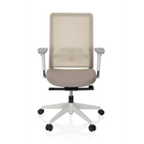 Beige Professionel kontorstol PURE WHITE med netryg og femhjulet fodkryds fra hjh OFFICE – 360-graders visning (forfra 0°)