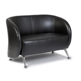Sort loungesofa ST. LUCIA som topersoners sofa med blanke metalfødder fra hjh OFFICE – 360-graders visning (bagfra 180°)