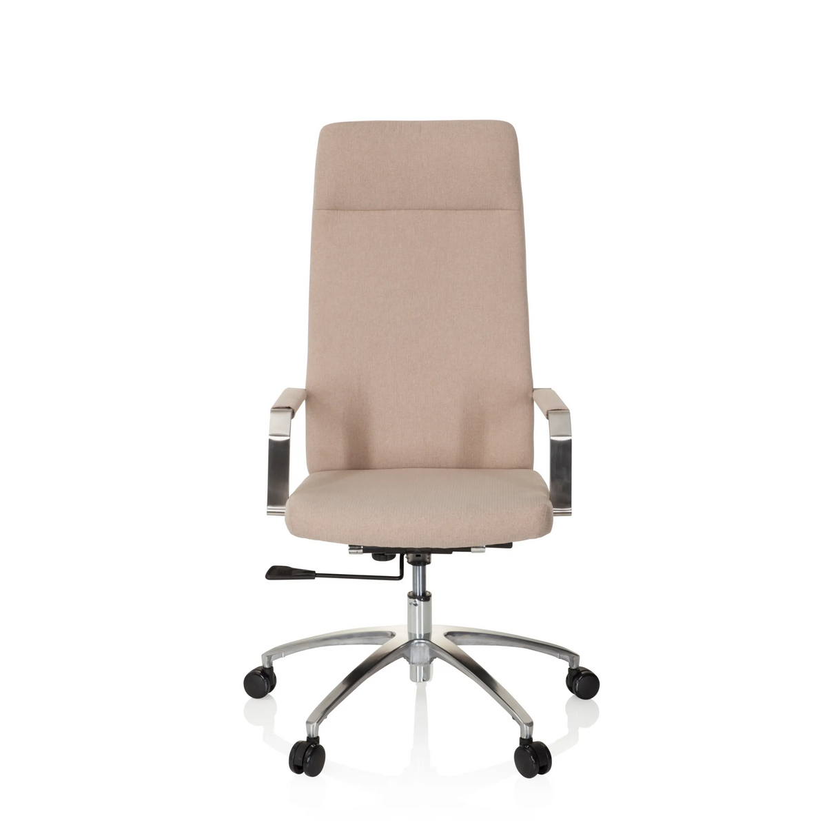 Beige Home Office kontorstol SARANTO PLUS I med armlæn og femhjulet fodkryds fra hjh OFFICE – 360-graders visning (forfra 0°)