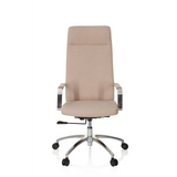 Beige Home Office kontorstol SARANTO PLUS I med armlæn og femhjulet fodkryds fra hjh OFFICE – 360-graders visning (forfra 0°)