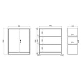 Teknisk tegning af Arkivskab COLOR AS 105 med 900 × 1050 mm fra hjh OFFICE