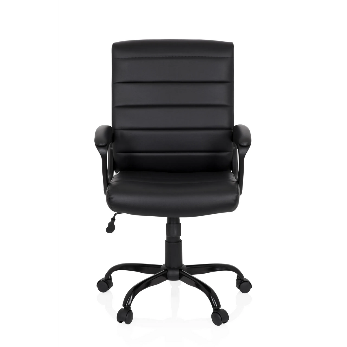 Sort Home Office chefstol ERGOSMOOTH BIG med quiltet polstring og femhjulet fodkryds fra hjh OFFICE – 360-graders visning (forfra 0°)