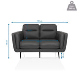 Måltegning af Loungesofa VINTALUX med en bredde på 143 cm og en højde på 90 cm fra hjh LIVING