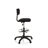 Sort Diskstol TOP WORK 05 med fodring og femstjernet fodkryds med hjul fra hjh OFFICE – 360-graders visning (sideprofil 80°)