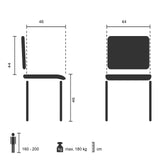 Technische Zeichnung des Vierfußstuhls K9 V mit einer maximalen Belastbarkeit von 180 kg von hjh OFFICE