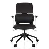 Sort Professionel kontorstol ATMOS DESIGNER med armlæn og femhjulet fodkryds fra hjh OFFICE – 360-graders visning (forfra 0°)