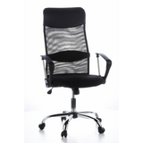 Sort Home Office chefstol ARIA HIGH med netryg og femhjulet fodkryds fra hjh OFFICE – 360-graders visning (forfra 20°)