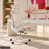 Home Office kontorstol MIKEO W i beige ved et skrivebord i et lyst rum fra hjh OFFICE