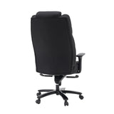 Bagsiden af den sorte XXL Pullmann Gen2 drejestol med stofbetræk og fem hjul fra hjh OFFICE