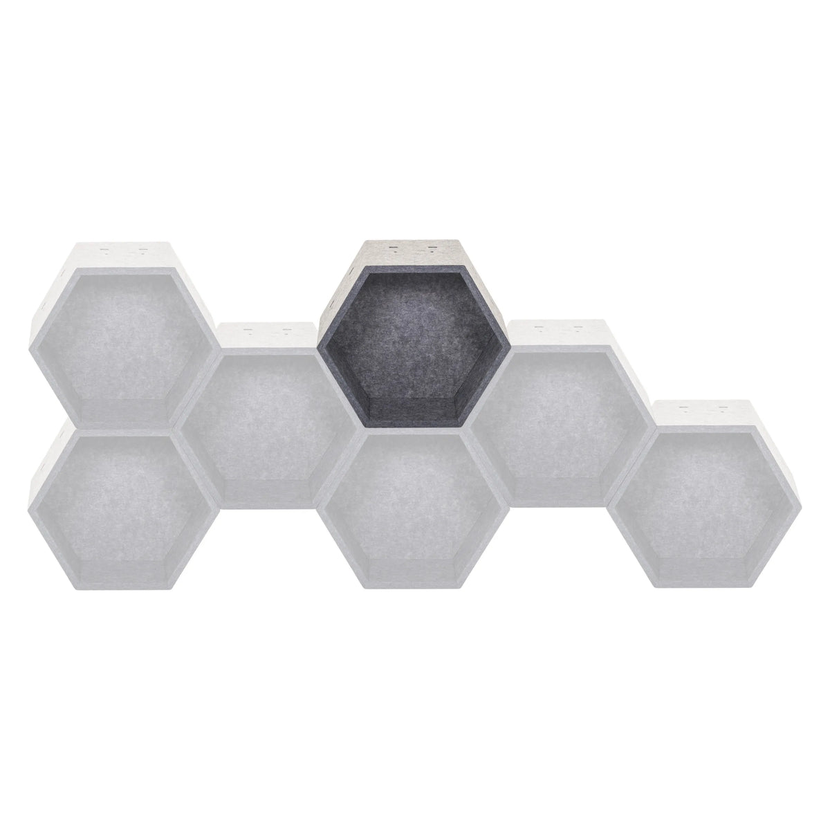 Honeycomb-skillevægge FLEXMIUT STORE S i grå med seks hexagonale elementer fra hjh OFFICE