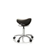 Sort Sadelskammel ORTHO SIT med fodkryds og fem hjul fra hjh OFFICE – 360-graders visning (sideprofil 80°)